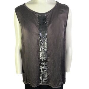 LAURÈL BY ESCADA PURPLE CAMISOLE SEQUINS MADE IN GERMANY SILK ANGORA TOP SIZE 44